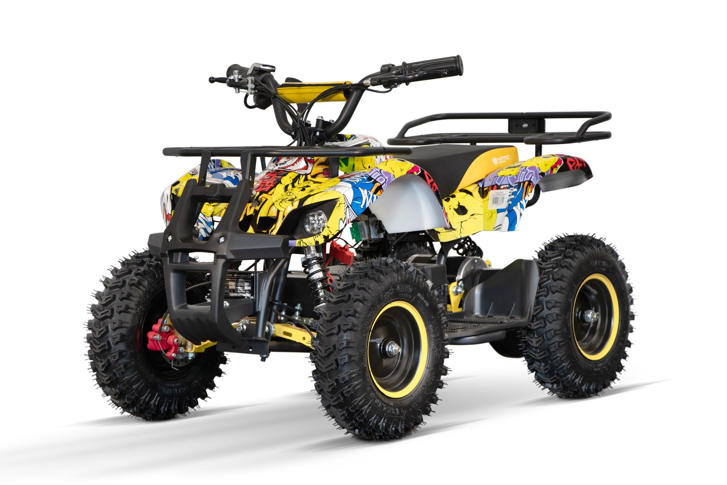 ATV electric NITRO Torino Quad 1000W 48V cu anvelope 13×4.10-6 grafiti galben