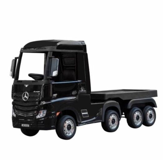 Camion electric Mercedes ACTROS 4×4 180W 12V Premium cu platforma culoare Neagra