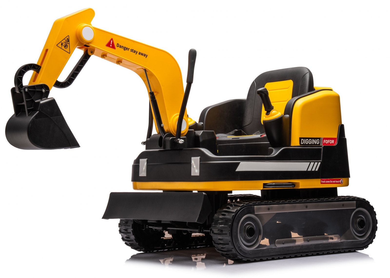 Excavator electric pentru copii  X7, 110W, 12V-12Ah, scaun tapitat, telecomanda, galben