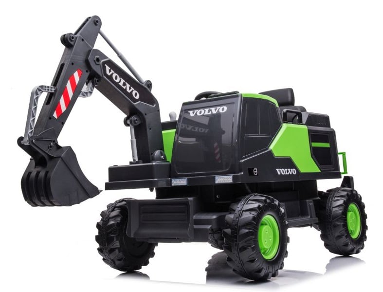 Excavator electric pentru copii Volvo 90W 12V incarcator actionat electric culoare verde