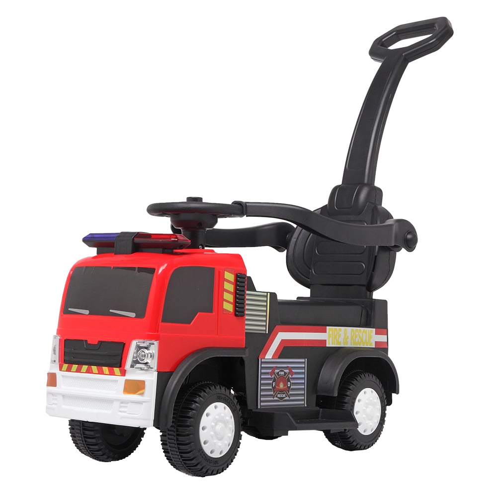 Masinuta electrica & camion cu maner 3 in 1  FireTruck 30W 6V scaun tapitat music player