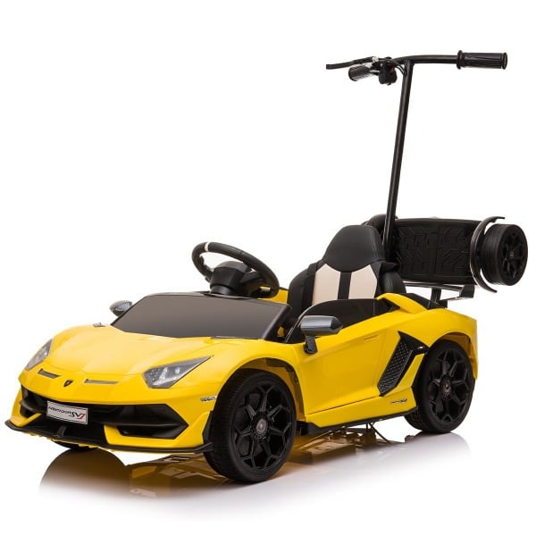 Masinuta electrica + hoverboard Lamborghini Aventador SVJ 70W 12V 14Ah premium Galben