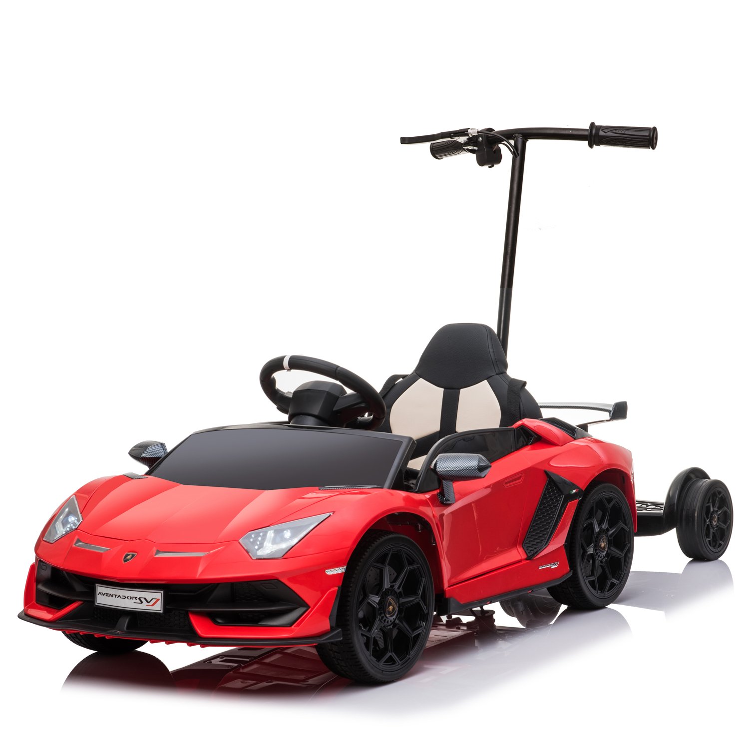 Masinuta electrica + hoverboard Lamborghini Aventador SVJ 70W 12V 14Ah premium Rosu