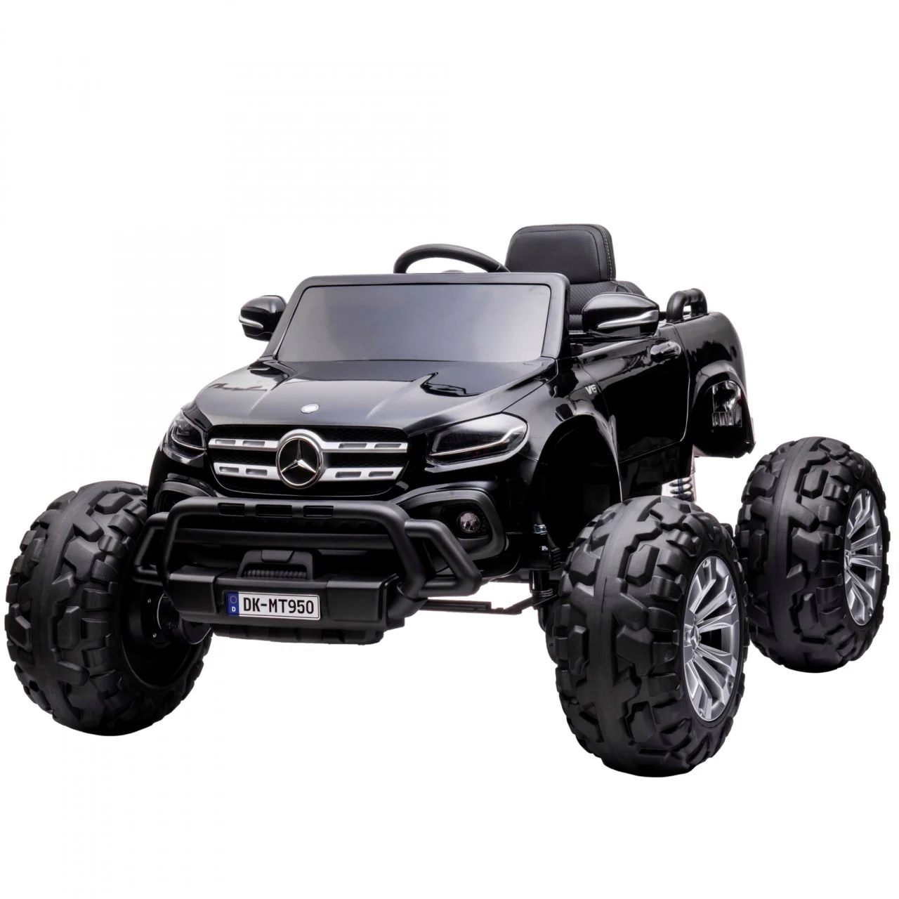 Masinuta electrica Mercedes X-Class Monster Truck 180W 4×4 roti moi scaun tapitat telecomanda neagra