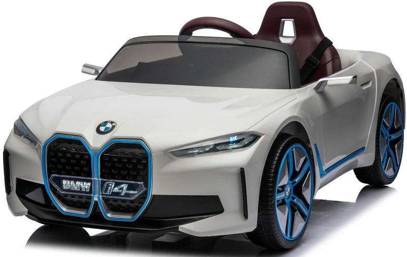 Masinuta electrica pentru copii Bmw I4 70W 12V premium blueetoth roti EVA scaun tapitat culoare Alba