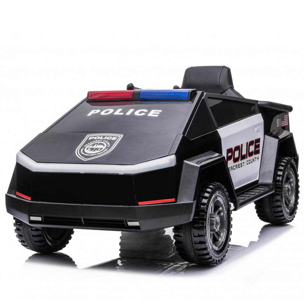 Masinuta electrica pentru copii de politie Cyber PATROL cu efecte sonore si luminoase 90W 12V Black & White