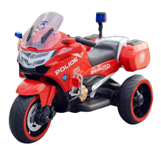 Motocicleta cu 3 roti  POLICE BJML5188 60W 6V cu scaun tapitat culoare rosu