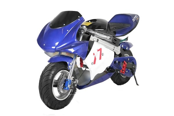 Motocicleta electrica pentru copii NITRO Eco Pocket Bike 1000W #Albastru