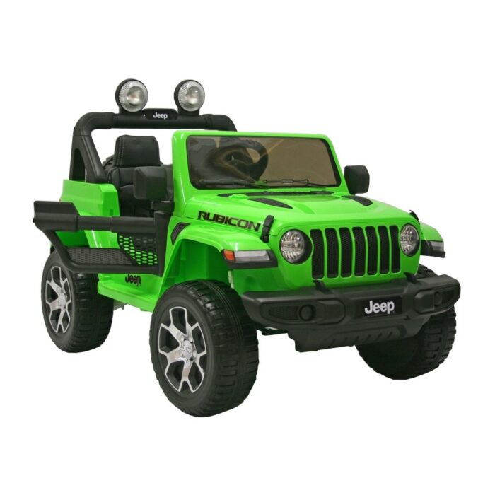 Masinuta electrica 4×4 Premier Jeep Wrangler Rubicon, 12V, roti cauciuc EVA, scaun piele ecologica, verde