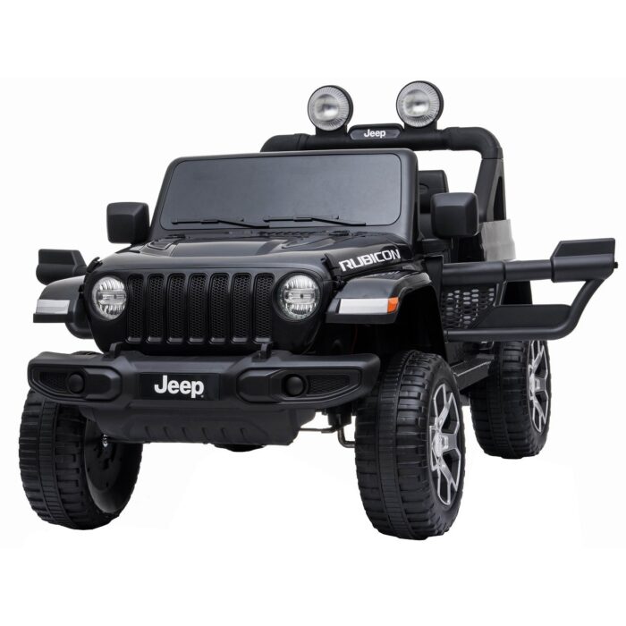 Masinuta electrica 4×4 Premier Jeep Wrangler Rubicon, 12V, roti cauciuc EVA, scaun piele ecologica, negru