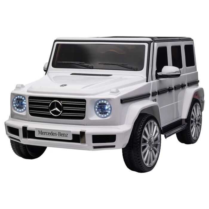 Masinuta electrica Premier 4×4 Mercedes G500, 12V, roti cauciuc EVA, scaun piele ecologica, alb