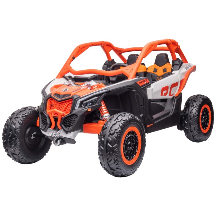 Masinuta UTV electric Premier Can-Am Maverick Speed RC, 2 locuri, 24V, roti cauciuc EVA, scaun piele ecologica, 2 motoare 240W, portocaliu