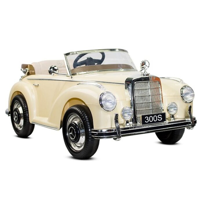 Masinuta electrica de epoca Mercedes 300S, 90W putere, 12V PREMIUM #Beige