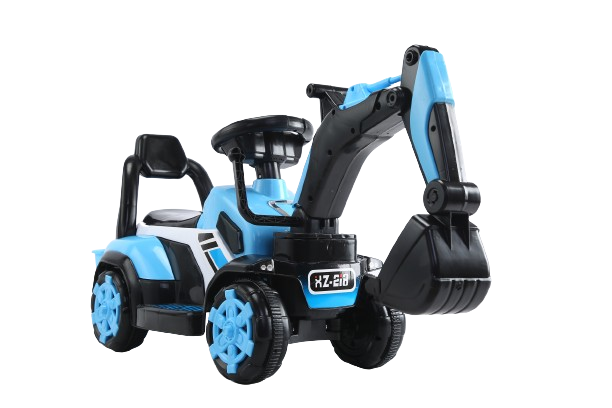 Mini excavator copii, model Kinderauto BJXZ216 cu incarcator manual, standard, culoare albastru