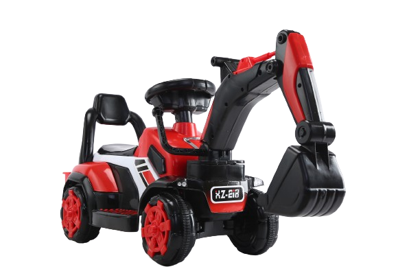 Mini excavator pentru copii 1-3 ani, model Kinderauto BJXZ216 cu incarcator manual, rosu