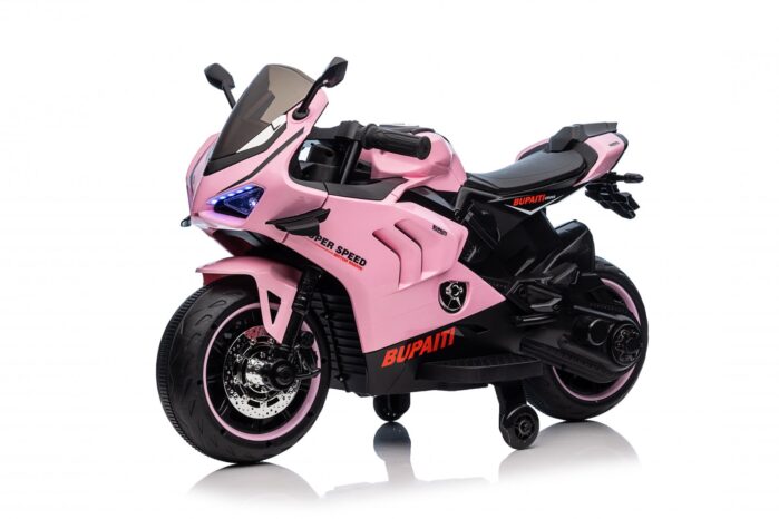 Motocicleta electrica pentru fetite, Kinderauto BDQ888 70W 12V cu roti moi, Bluetooth, culoare Roz