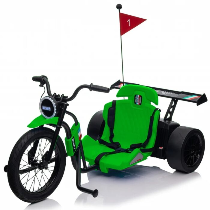 Motocicleta electrica pentru copii 5-12 ani, Kinderauto Drift-Trike, 500W, 24V 10Ah, verde